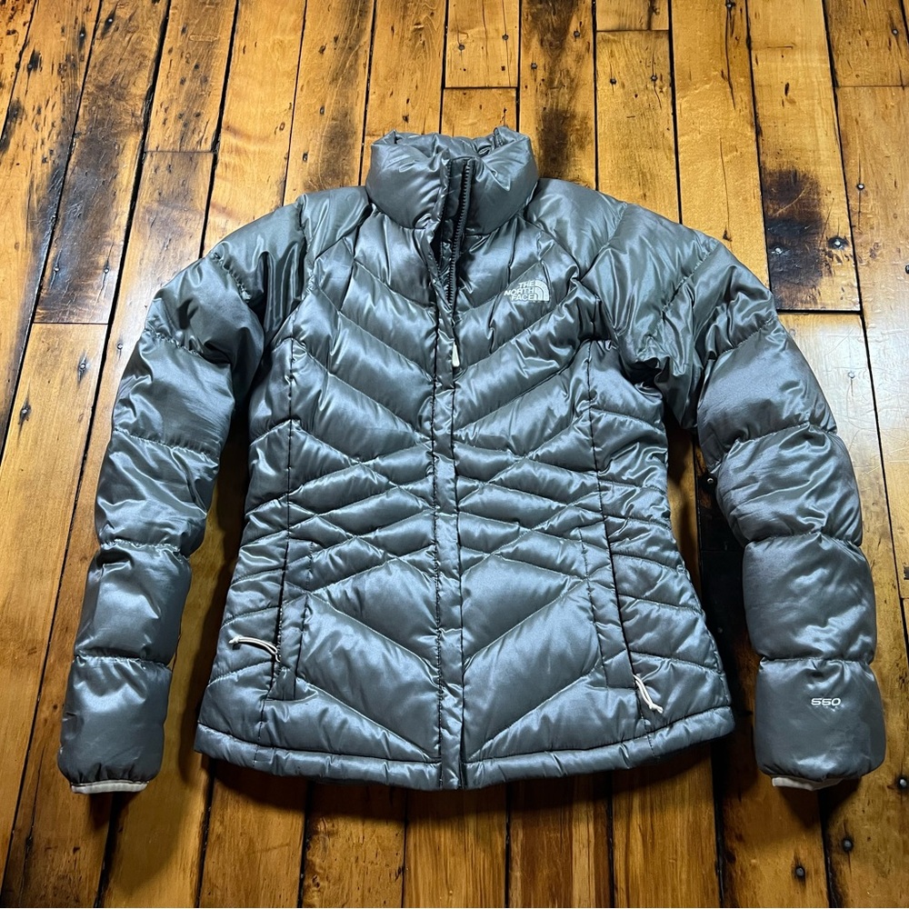 The North Face Women’s Small Aconcagua 550 Puffer Goose Down Jacket Silver Read*